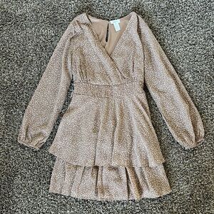 Womens Brown Long Sleeve Dress